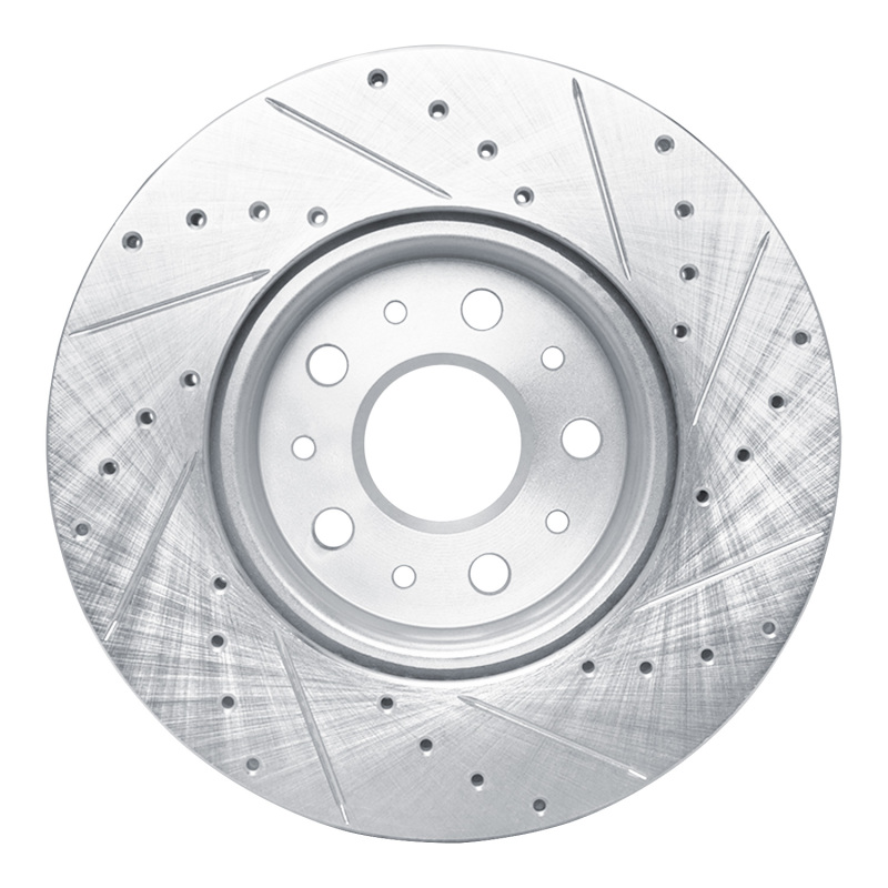 Cadillac CT6 Brake Rotor (1) - Front Left - R1 Concepts - Drilled & Slotted - Silver - `14-`20